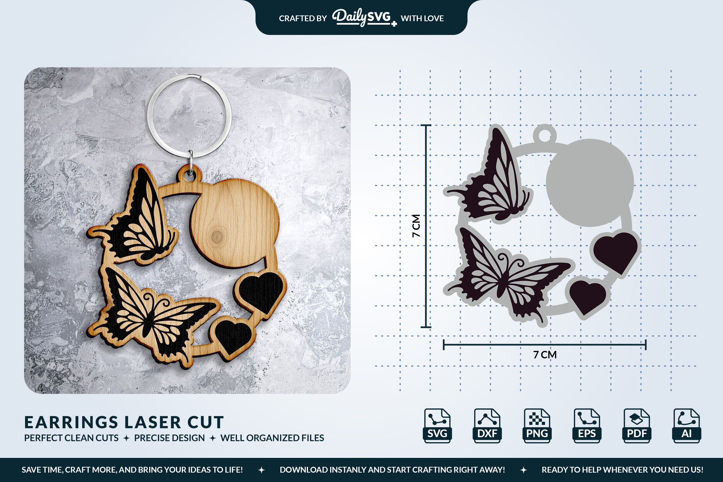 Butterfly Keychain Laser Cut Template
