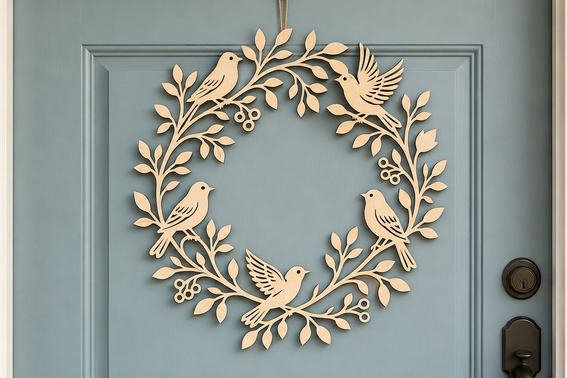 Floral Bird Door Wreath, Bird Wreath