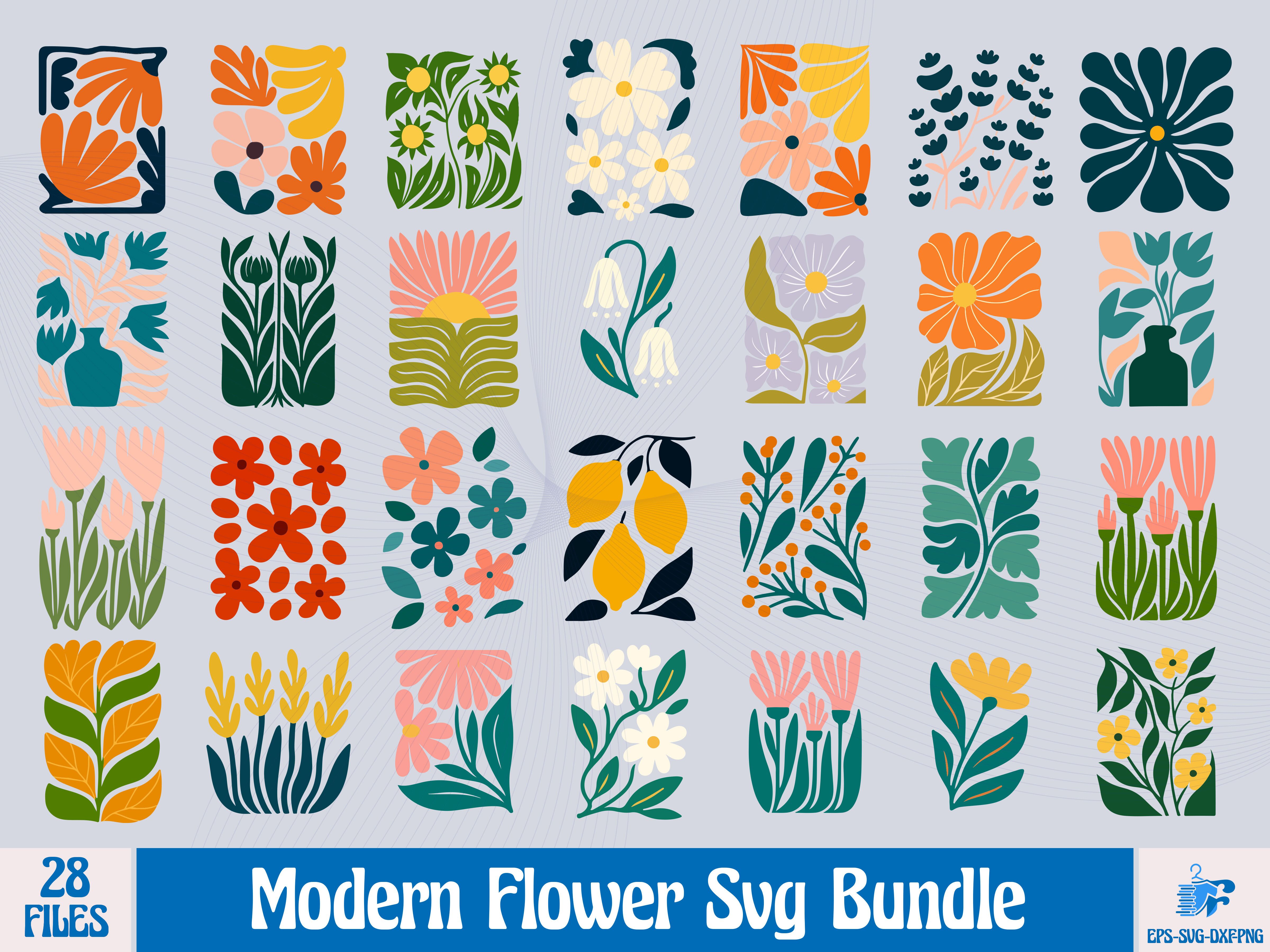 Boho Flowers SVG Bundle, Abstract Floral