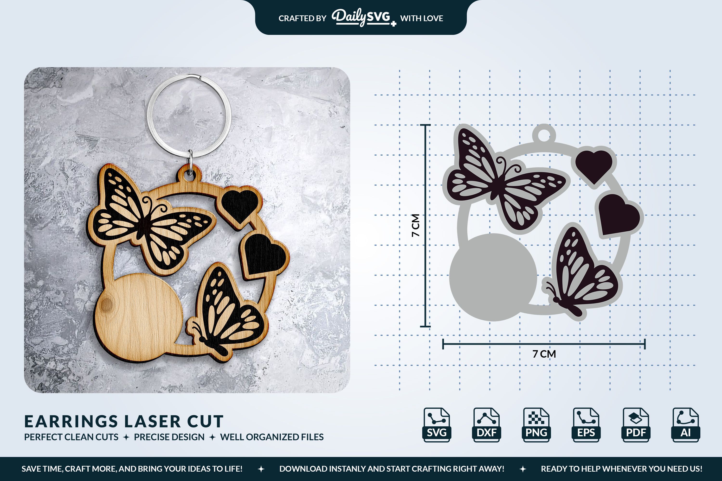 Butterfly Keychain Laser Cut Template