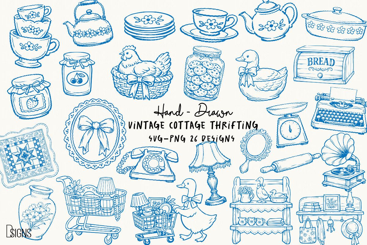 Vintage Cottage Thrifting SVG PNG Bundle