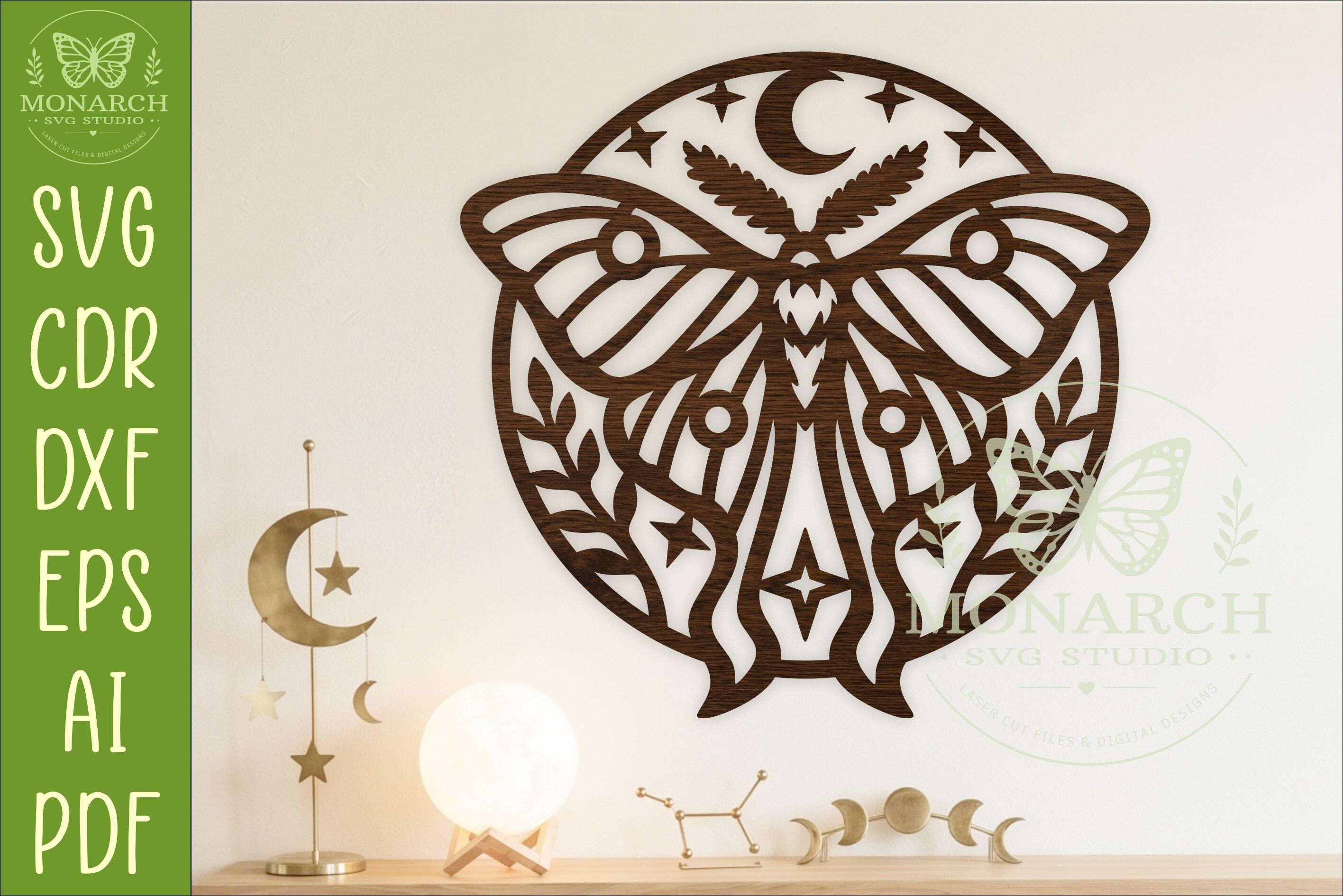 Celestial Luna Moth SVG | Moon and Stars
